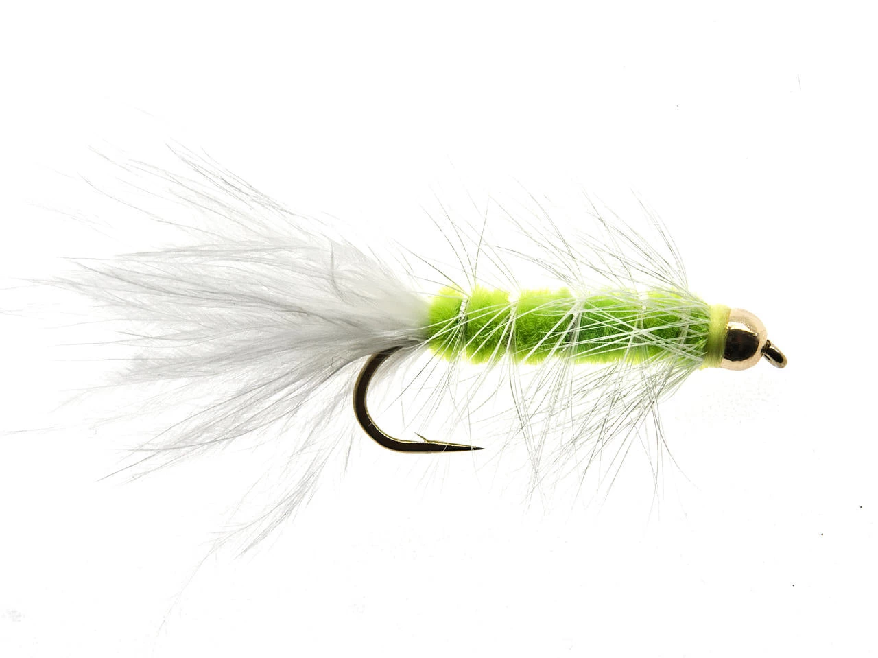Wooly Bugger Chartreuse-Weiß Mit Kopfperle